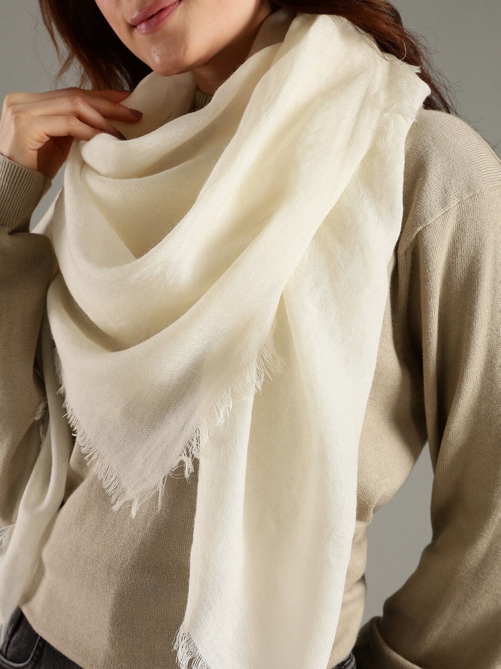 White Cream Lightweight Blanket Scarf